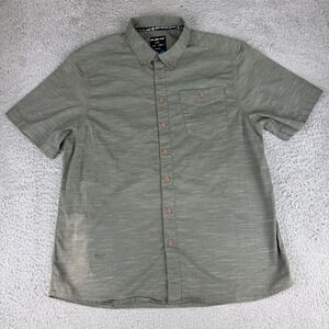 KAVU Men's XL Button Up Shirt Short Sleeve Pockets Outdoors Cotton Distressed
